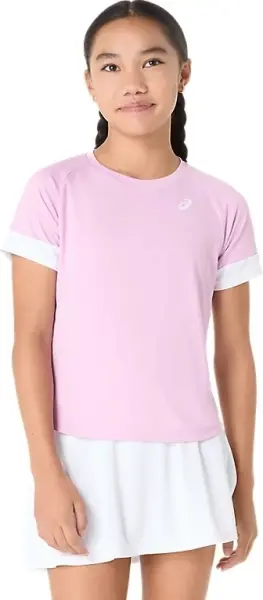 Футболка для тенісу дитяча Asics GIRLS TENNIS SS TOP світло-рожево-біла 2044A045-701
