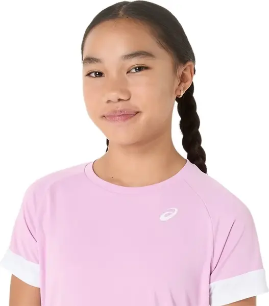 Футболка для тенісу дитяча Asics GIRLS TENNIS SS TOP світло-рожево-біла 2044A045-701