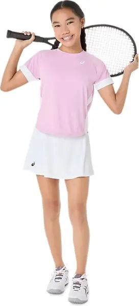 Футболка для тенісу дитяча Asics GIRLS TENNIS SS TOP світло-рожево-біла 2044A045-701