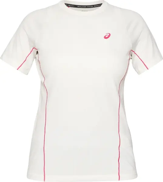 Футболка для тенісу жіноча Asics GAME ALL OVER PRINT SS TOP бежево-рожева 2042A385-100