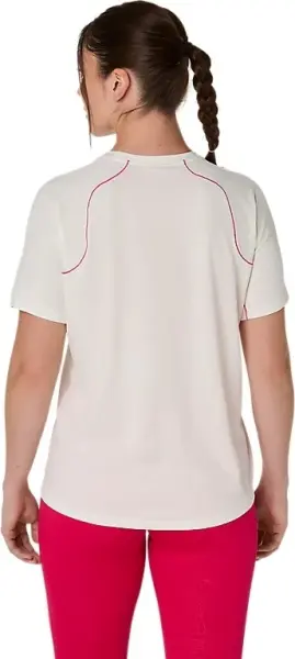 Футболка для тенісу жіноча Asics GAME ALL OVER PRINT SS TOP бежево-рожева 2042A385-100