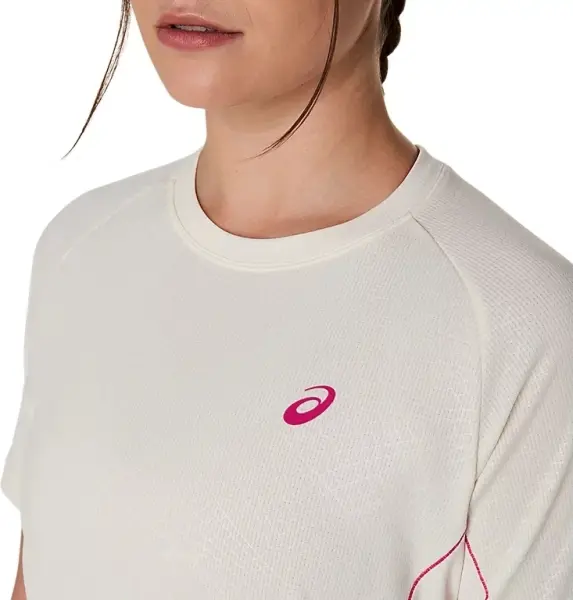 Футболка для тенісу жіноча Asics GAME ALL OVER PRINT SS TOP бежево-рожева 2042A385-100