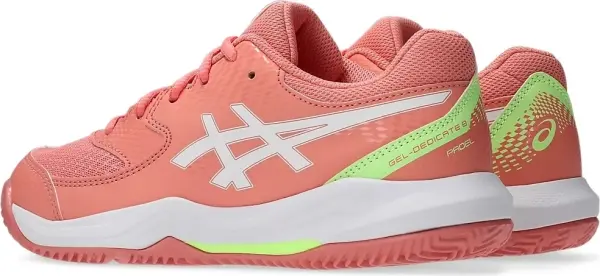 Кроссовки теннисные детские Asics GEL-DEDICATE 8 PADEL оранжево-бело-салатовые 1044A064-700