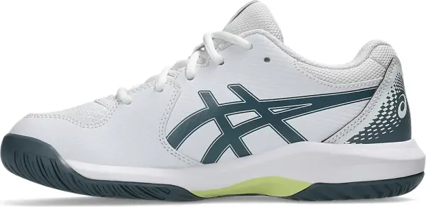 Кроссовки теннисные детские Asics GEL-DEDICATE 8 бело-темно-серо-лимонные 1044A077-108