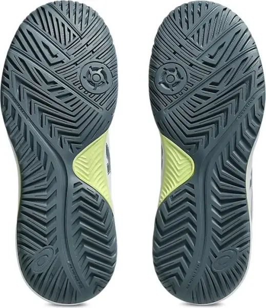 Кроссовки теннисные детские Asics GEL-DEDICATE 8 бело-темно-серо-лимонные 1044A077-108
