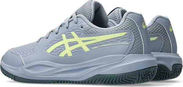 Кроссовки теннисные детские Asics GEL-RESOLUTION X CLAY серо-лимонные 1044A080-402