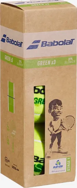 Набір м'ячів для тенісу дитячий Babolat GREEN жовтий (3 штуки) 501106-113