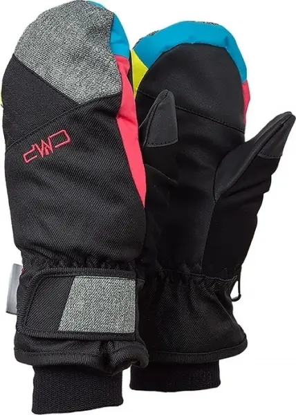 Перчатки детские CMP KIDS SKI MITTEN черно-серо-коралловые 6524824J-35BN