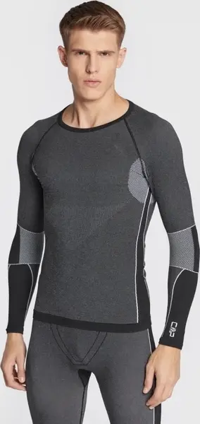 Термобілизна футболка з довгим рукавом CMP MAN SEAMLESS SWEAT темно-сіро-чорна 3Y97800-U901