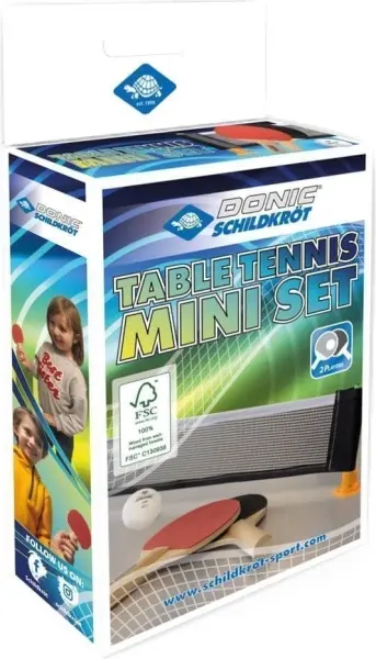 Набір для настільного тенісу Donic MINI SET (2 ракетки, м'яч і сітка) світло-коричнево-біло-чорний 788460
