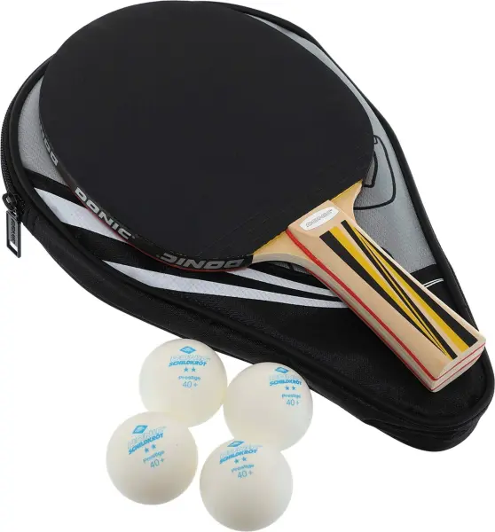 Набір для настільного тенісу Donic TOP TEAM 500 (ракетка, чохол і 4 м'ячі) світло-коричнево-білий 788451