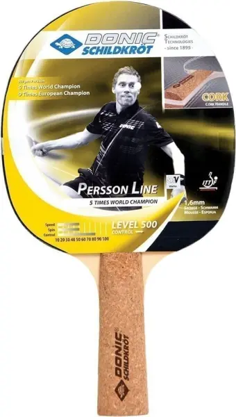 Набір для настільного тенісу Donic PERSSON 500 (2 ракетки, 3 м'ячі та сумочка) світло-коричнево-білий 788490