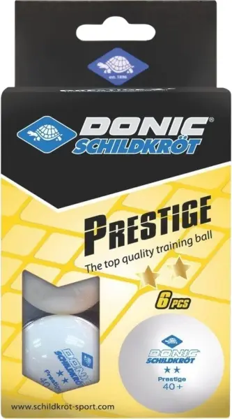 Набір м'ячів для настільного тенісу Donic PRESTIGE 2* 40+ білий (6 штук) 658021