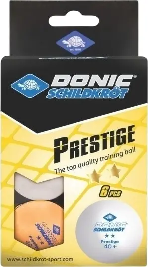 Набір м'ячів для настільного тенісу Donic PRESTIGE 2* 40+ оранжево-білий (6 штук) 608523