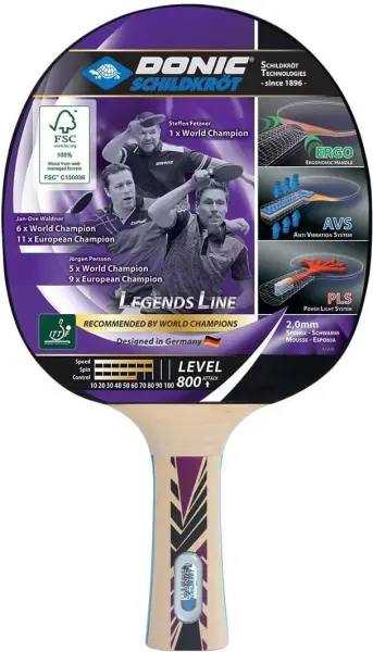 Набор для настольного тенниса Donic LEGENDS 800 FSC (ракетка, чехол и 3 мяча) светло-коричнево-черно-белый 788488