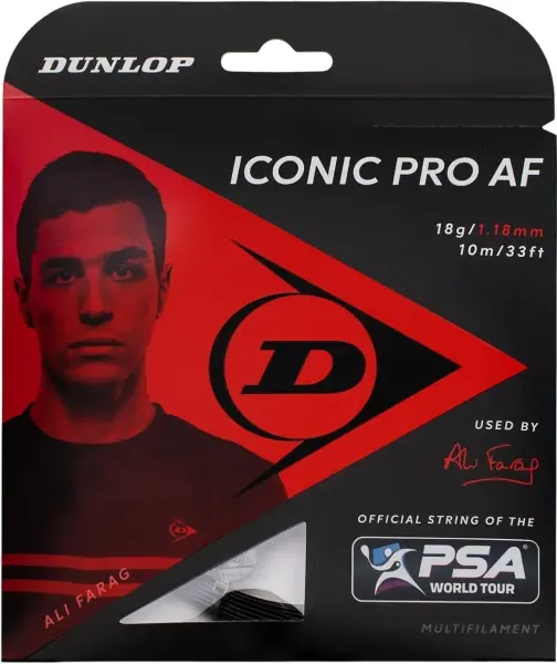 Струна для ракеток для сквошу Dunlop SAC ICONIC PRO AF 18G чорна (10 метрів) 624872