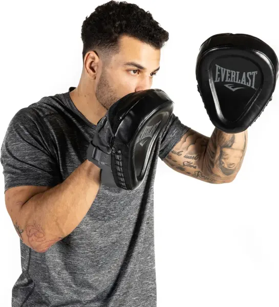 Лапы боксерские Everlast POWERLOCK FOCUS MITTS темно-серо-черные P00002746
