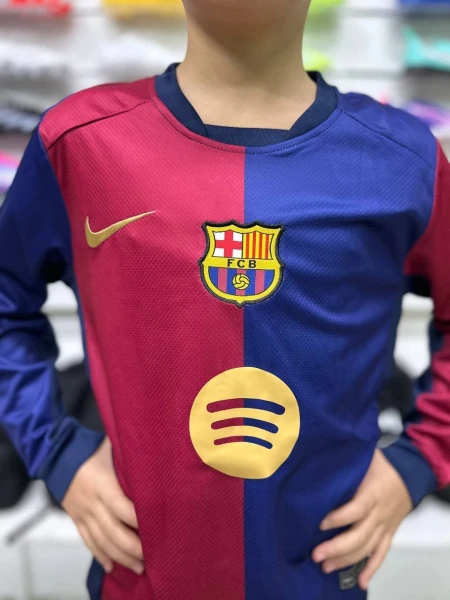 Футбольная форма с длинным рукавом детская Барселона (Barcelona) 2024-2025 домашняя сине-красная F0012