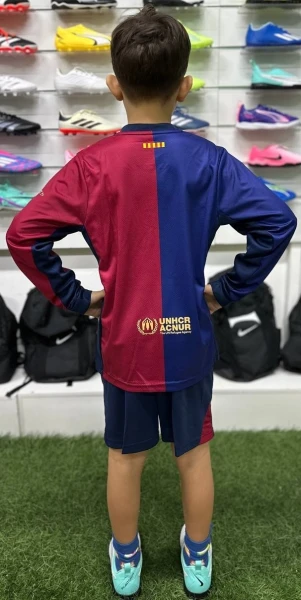 Футбольная форма с длинным рукавом детская Барселона (Barcelona) 2024-2025 домашняя сине-красная F0012