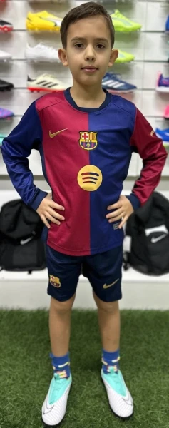 Футбольная форма с длинным рукавом детская Барселона (Barcelona) 2024-2025 домашняя сине-красная F0012