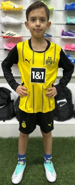 Футбольна форма з довгим рукавом дитяча Боруссія Дортмунд (Borussia Dortmund) 2024-2025 домашня жовто-чорна F0015