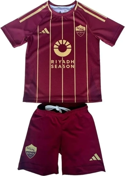 Футбольна форма дитяча Рома (Roma) 2024-2025 домашня бордово-золота F0038