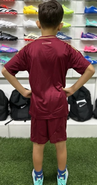 Футбольна форма дитяча Рома (Roma) 2024-2025 домашня бордово-золота F0038