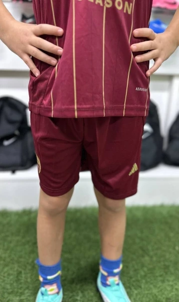 Футбольна форма дитяча Рома (Roma) 2024-2025 домашня бордово-золота F0038