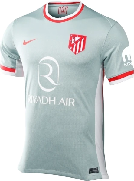 Футболка Атлетико Мадрид (Atletico Madrid) 2024-2025 виїзна сіро-біло-червона F0046