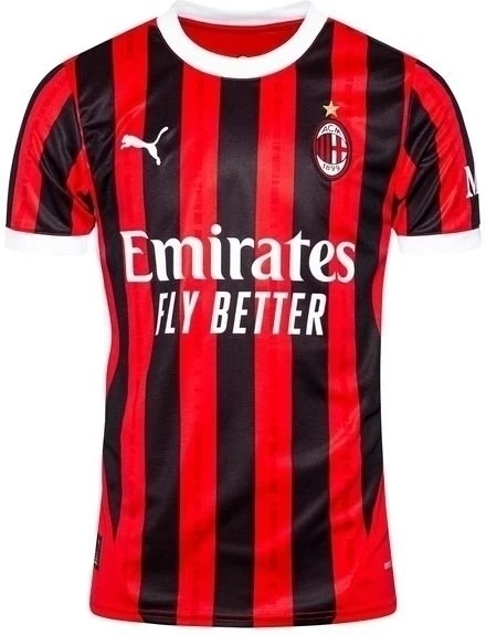 Футболка Мілан (Milan) 2024-2025 домашня червоно-чорно-біла F0057