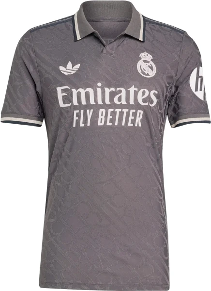 Футболка Реал Мадрид (Real Madrid) 2024-2025 резервна сіро-чорно-біла F0060