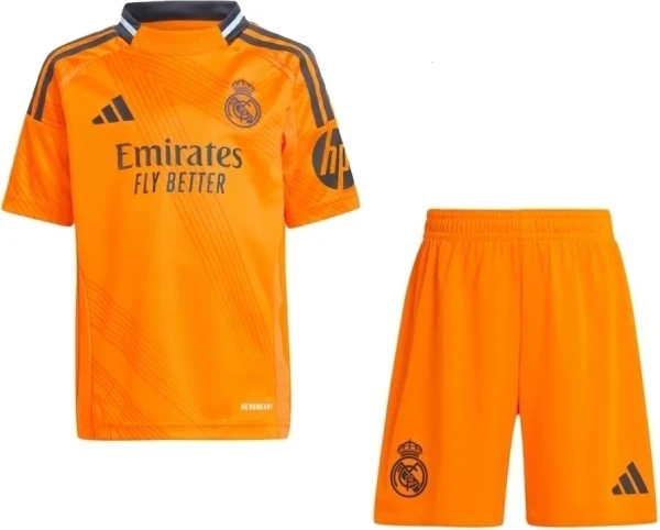 Футбольна форма Реал Мадрид (Real Madrid) 2024-2025 виїзна помаранчево-чорна F0085