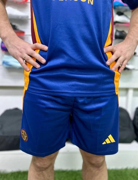Футбольна форма Рома (Roma) 2024-2025 резервна темно-синьо-бордово-жовтогаряча F0094