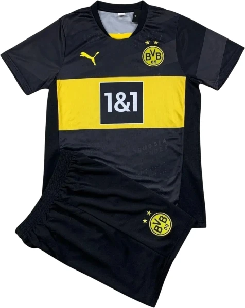 Футбольна форма Боруссія Дортмунд (Borussia Dortmund) 2024-2025 виїзна темно-сіро-чорно-жовта F0110