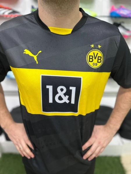 Футбольна форма Боруссія Дортмунд (Borussia Dortmund) 2024-2025 виїзна темно-сіро-чорно-жовта F0110