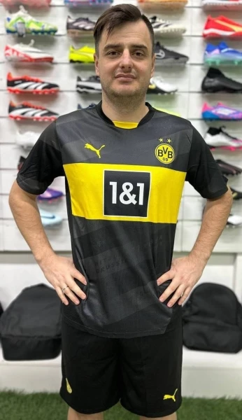 Футбольна форма Боруссія Дортмунд (Borussia Dortmund) 2024-2025 виїзна темно-сіро-чорно-жовта F0110