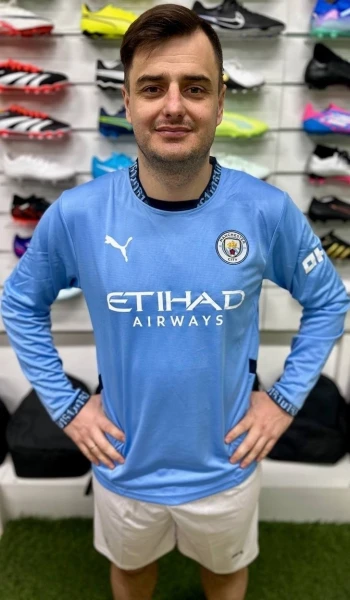 Футбольна форма з довгим рукавом Манчестер Сіті (Manchester City) 2024/2025 домашня блакитно-біла F0123