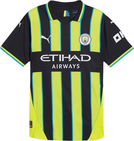 Футболка Манчестер Сіті (Manchester City) 2024-2025 виїзна чорно-жовто-блакитна F0145