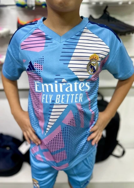 Воротарська форма дитяча Реал Мадрид (Real Madrid) 2024-2025 блакитно-фіолетово-синя F0151