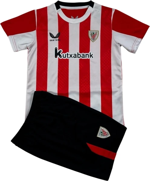 Футбольная форма детская Атлетик Бильбао (Athletic Bilbao) 2024-2025 домашняя красно-бело-черная F0183