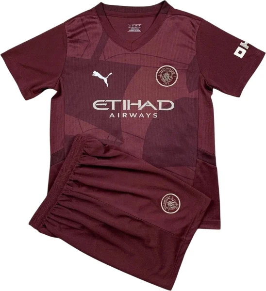 Футбольна форма дитяча Манчестер Сіті (Manchester City) 2024-2025 виїзна бордова F0185