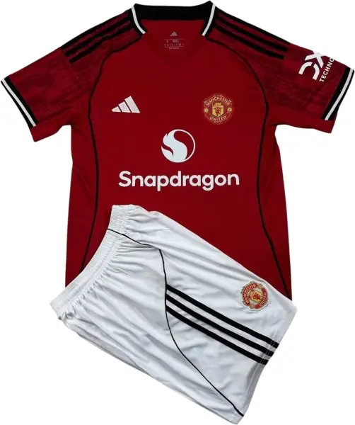 Футбольная форма Манчестер Юнайтед (Manchester United) 2025-2026 домашняя красно-черно-белая F0284