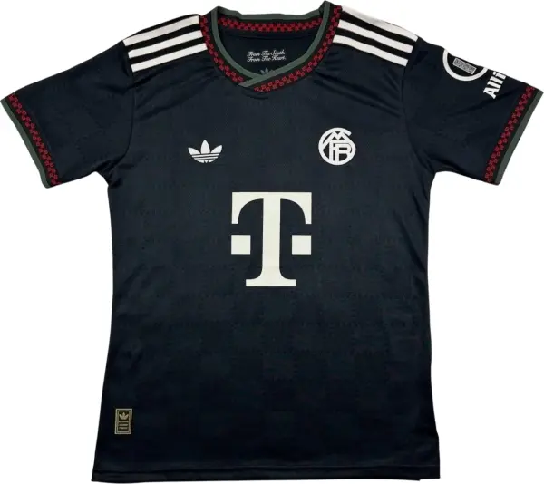 Футболка Баварія (Bayern Munich) 2025-2026 резервна чорно-зелено-червона F0312