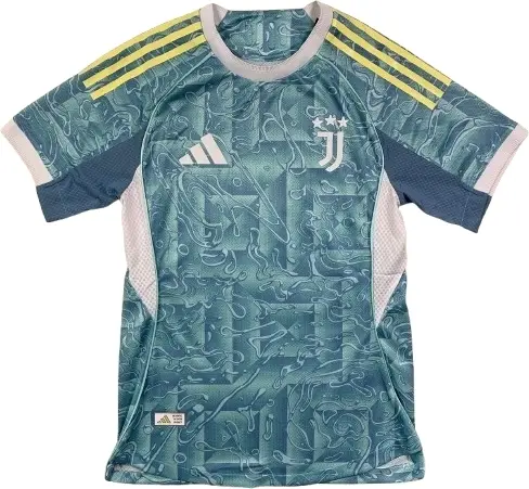 Футболка Ювентус (Juventus) 2025-2026 виїзна бірюзово-салатово-біла F0358
