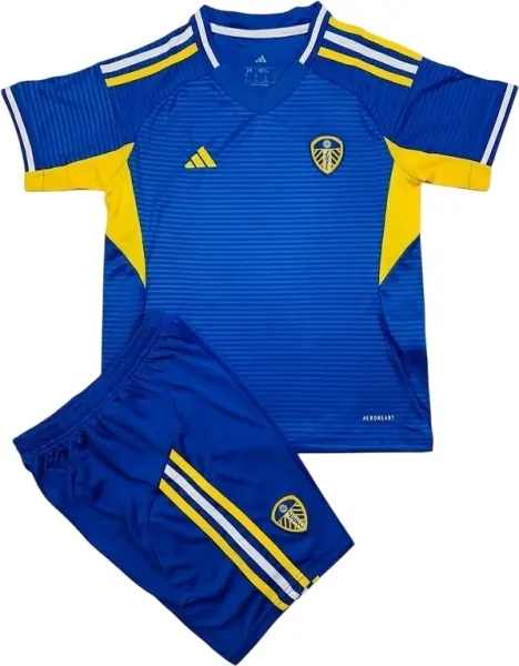Футбольная форма детская Лидс Юнайтед (Leeds United) 2025-2026 выездная сине-желтая F0369