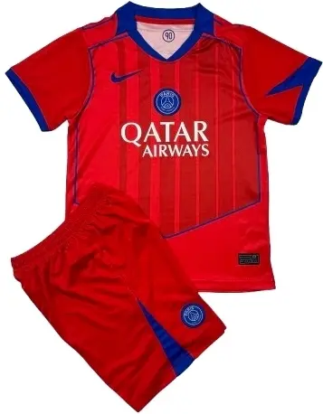 Футбольная форма детская ПСЖ (PSG) 2025-2026 резервная красно-синяя F0371