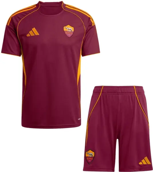 Футбольна форма дитяча Рома (Roma) 2025-2026 домашня бордово-помаранчева F0372