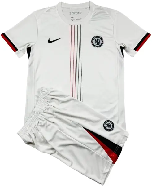 Футбольная форма детская Челси (Chelsea) 2025-2026 выездная белая F0374