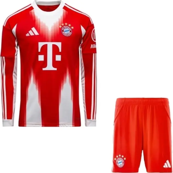 Футбольна форма з довгим рукавом Баварія (Bayern Munich) 2025-2026 домашня червоно-біла F0411