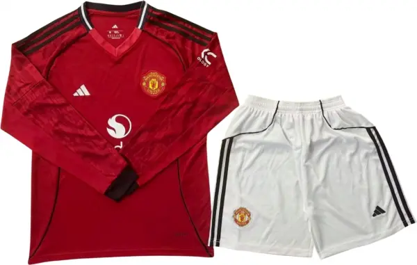 Футбольна форма з довгим рукавом Манчестер Юнайтед (Manchester United) 2025-2026 домашня червоно-чорно-біла F0418